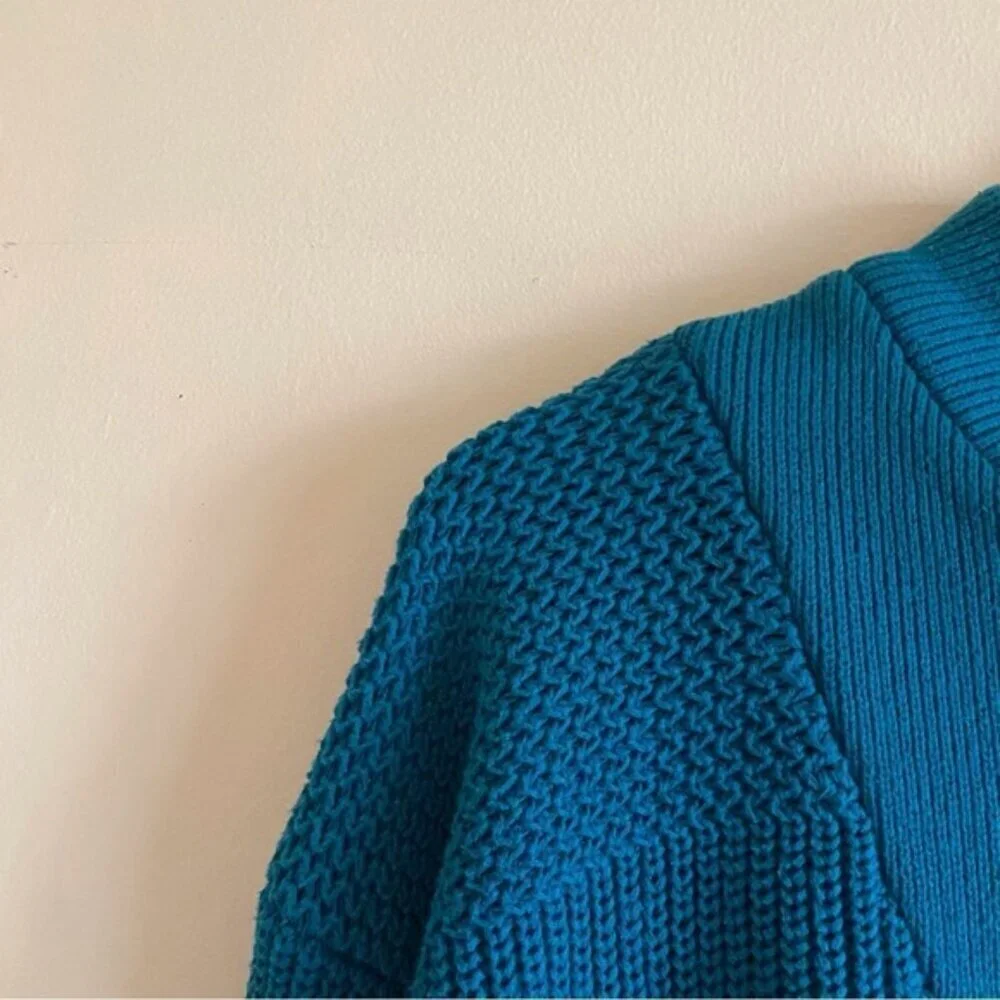 Y2K Eddie Bauer Henley Sweater Men Large TALL Cotton Chunky Knit Preppy Gorpcore - Picture 4 of 13